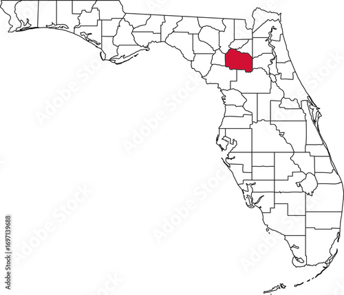 Obraz na płótnie A vector map of Florida highlighting Alachua County