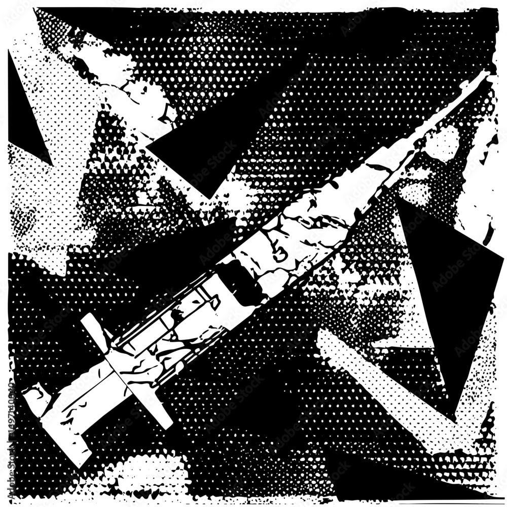 Fototapeta premium Vector Abstract syringe with geometric shapes.