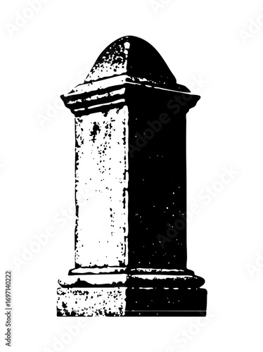 Vector Detailed stone pillar with a domed top .