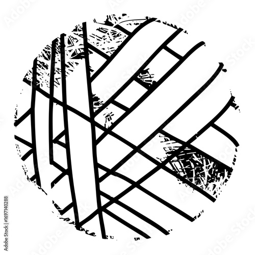 Vector Abstract geometric sphere with intersecting lines creates a dynamic composition.