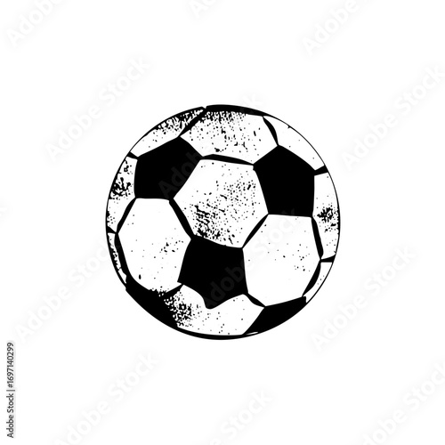 Vector Distressed monochrome soccer ball