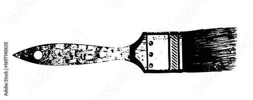 Vector Distressed paintbrush with textured bristles