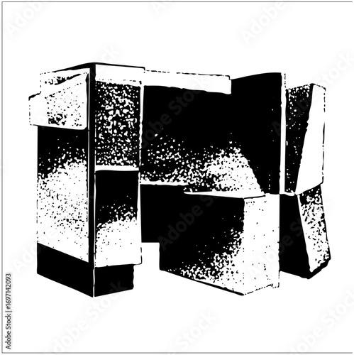 Vector Abstract geometric shapes create a fragmented architectural structure.