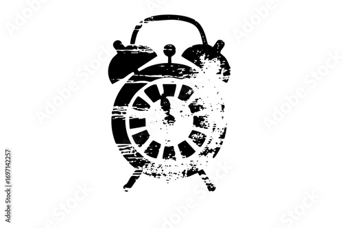 Vector Distressed alarm clock with bold vector shapes.