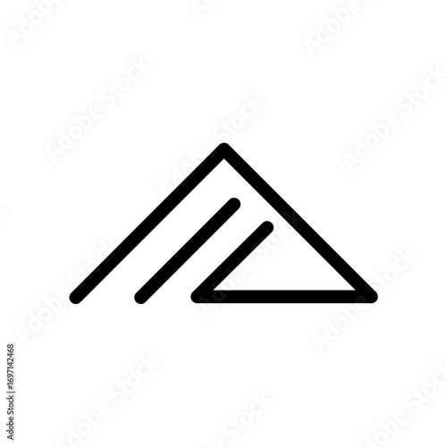 Minimalist mountain logo with clean line art design, symbolizing strength, nature, and adventure in a modern and simple style.