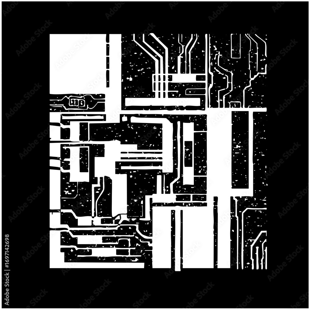 Naklejka premium Vector Intricate circuit board with connecting pathways.