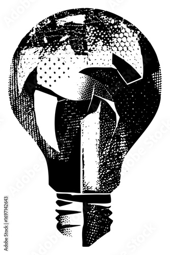 Vector Global innovation concept with a lightbulb and upward arrow.