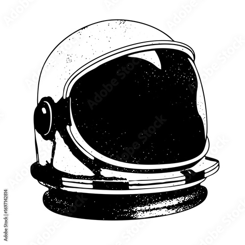 Vector Vintage astronaut helmet with starry details.