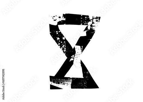Vector Abstract hourglass with distressed texture.