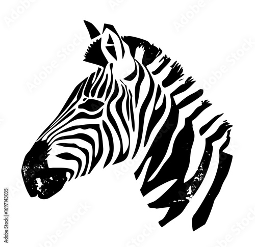 Vector Striking zebra head with bold stripes.