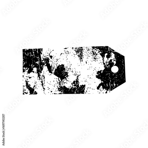 Vector Distressed arrow tag with a hole grunge vector .