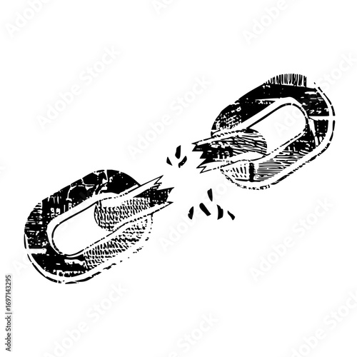 Vector Broken chain depicts freedom and separation.