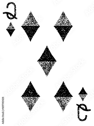 Vector Detailed vector of the Queen of Diamonds playing card.