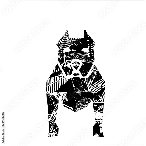 Vector Bold canine portrait features a stylized pitbull .