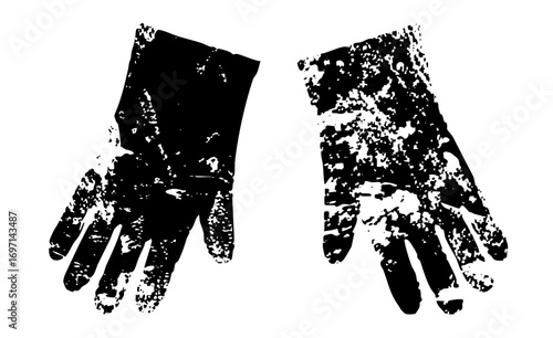Vector Black Handprints with Textured Details