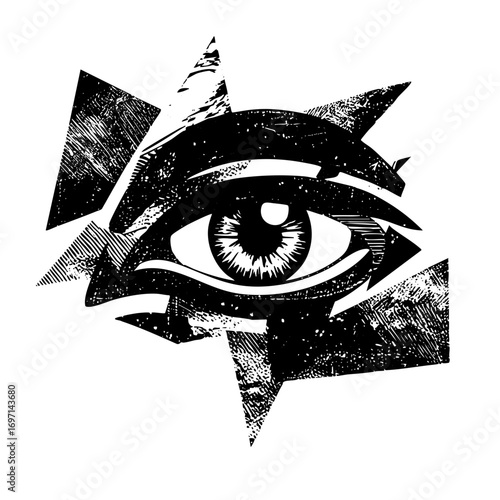 Vector Abstract eye with sharp fragmented shapes.