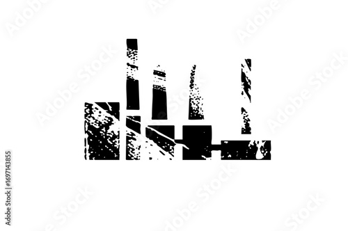 Vector Abstract geometric cityscape with distressed texture.
