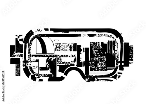 Vector Black and white of virtual reality headset.