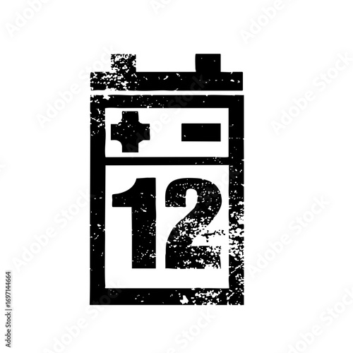 Vector Distressed calendar displays the twelfth day.