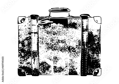 Vector Vintage suitcase with distressed texture.