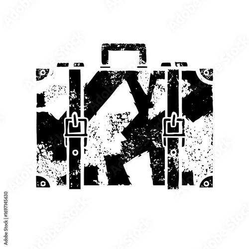 Vector Vintage suitcase with distressed texture.