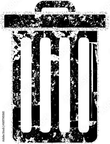 Vector Distressed trash bin with vertical slats.