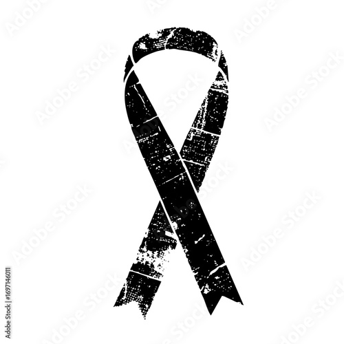 Vector Distressed black awareness ribbon .