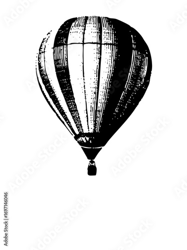 Vector Vintage hot air balloon in monochrome style.