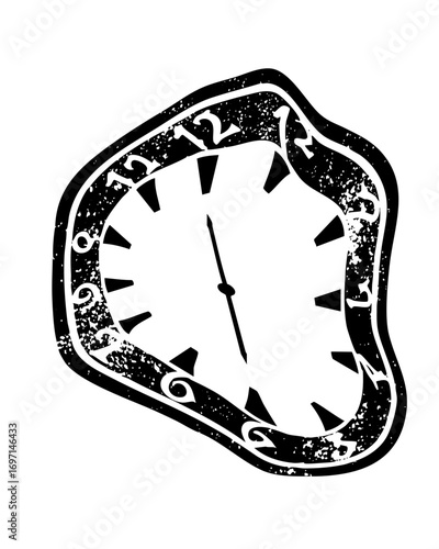 Vector Distorted clock face with visible numerals