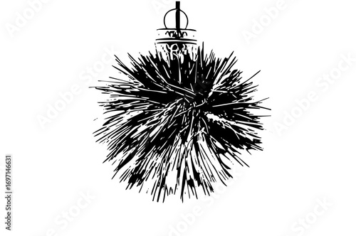 Vector Detailed of a spiky sea urchin with a handle.