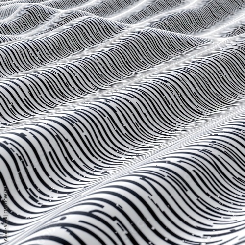 Abstract Wave Pattern in Black and White with Linear Design