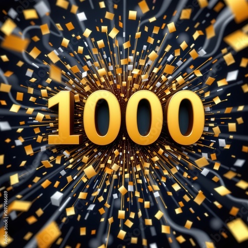 Golden Explosion of Numbers Celebrating One Thousand Milestone