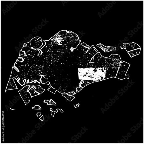 Vector Abstract archipelago depicts a fragmented landmass with dotted texture.