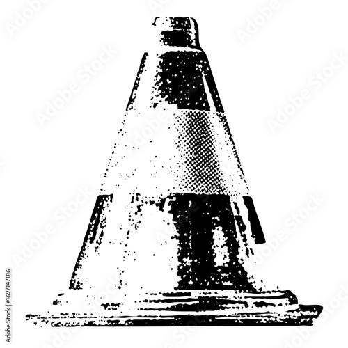 Vector Abstract conical form with textured panels .