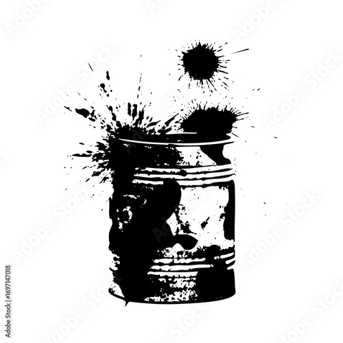 Vector Splattered paint can with dynamic bursts.