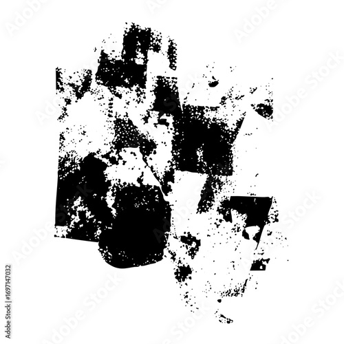 Vector Abstract black shapes create a distressed fragmented .