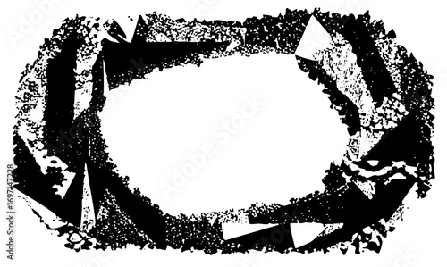 Vector Abstract distressed oval frame with jagged edges.