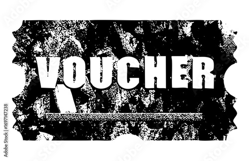 Vector Distressed voucher with bold typography.
