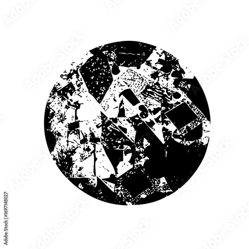 Vector Abstract fractured circle with geometric shapes.