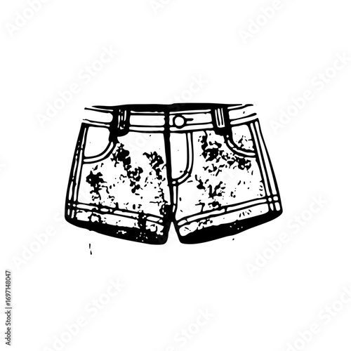 Vector Denim shorts with a sketched style