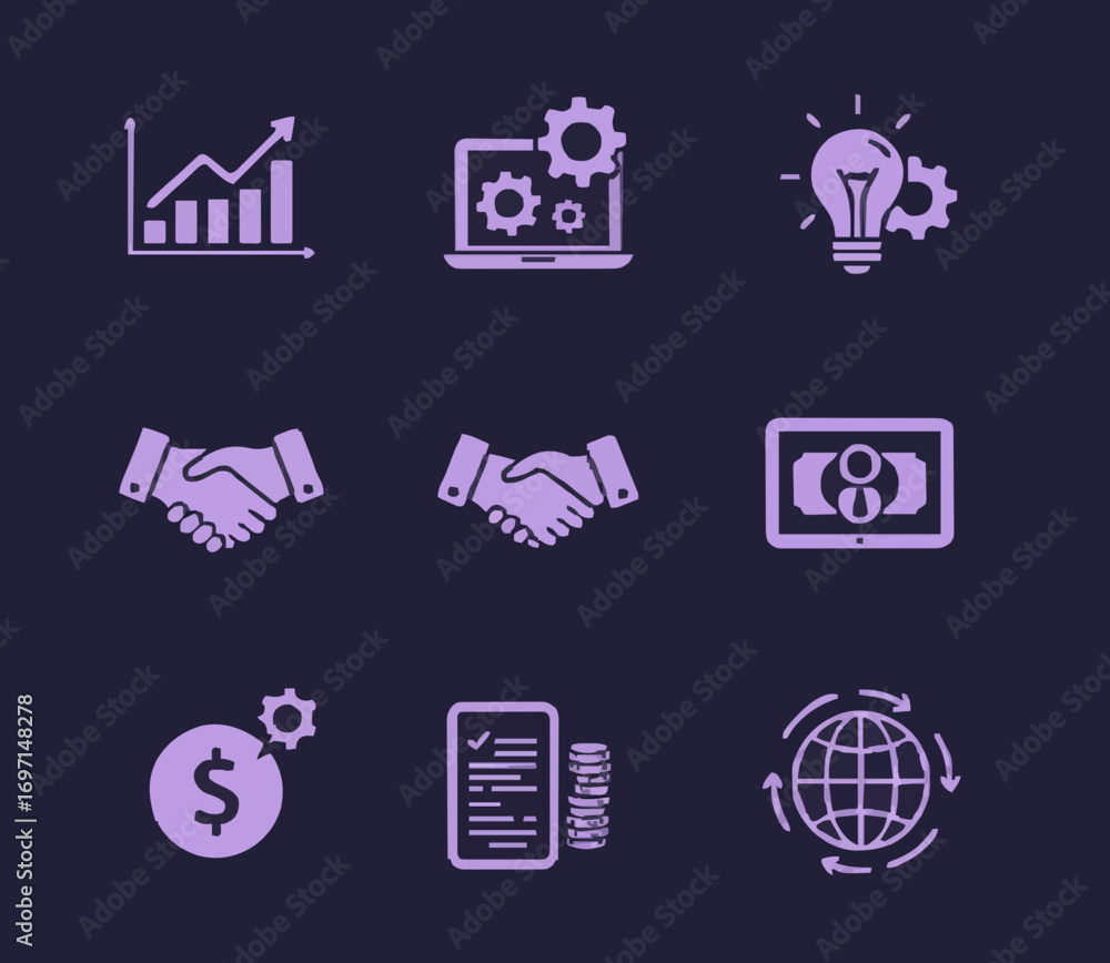 Naklejka premium Icon set startups