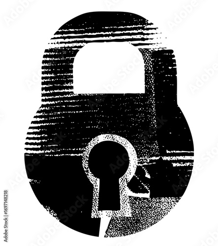 Vector Secure padlock within a fingerprint circle.