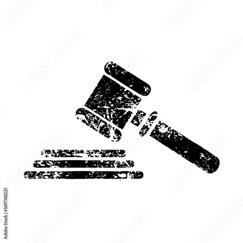 Vector Distressed gavel symbolizes legal justice and authority.