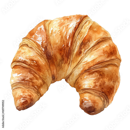 Croissant, watercolor painting vector, isolated on a white background.