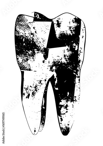 Vector Distressed tooth with textured details.