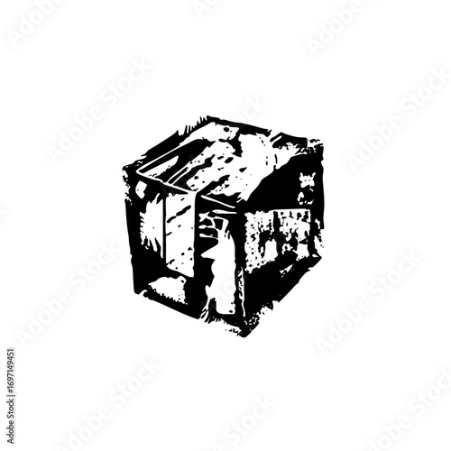 Vector Isometric building depicts a stylized urban structure.
