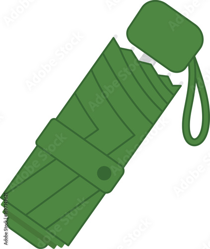 Dark Green color Folding Umbrella Compact icon.