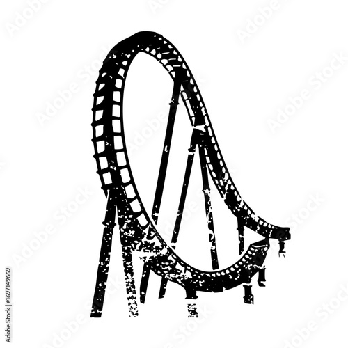 Vector Black roller coaster depicts thrilling amusement park ride.