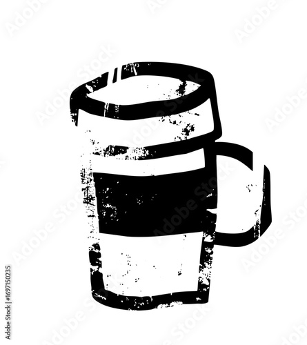 Vector Black and white of a disposable coffee cup.
