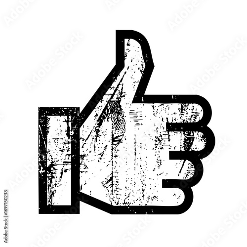 Vector Distressed thumb up represents approval and positive feedback.